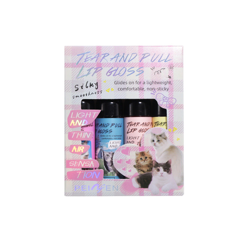 Tear And Pull Lip Gloss Sets Of Boxes Matte Finish Left Background Color