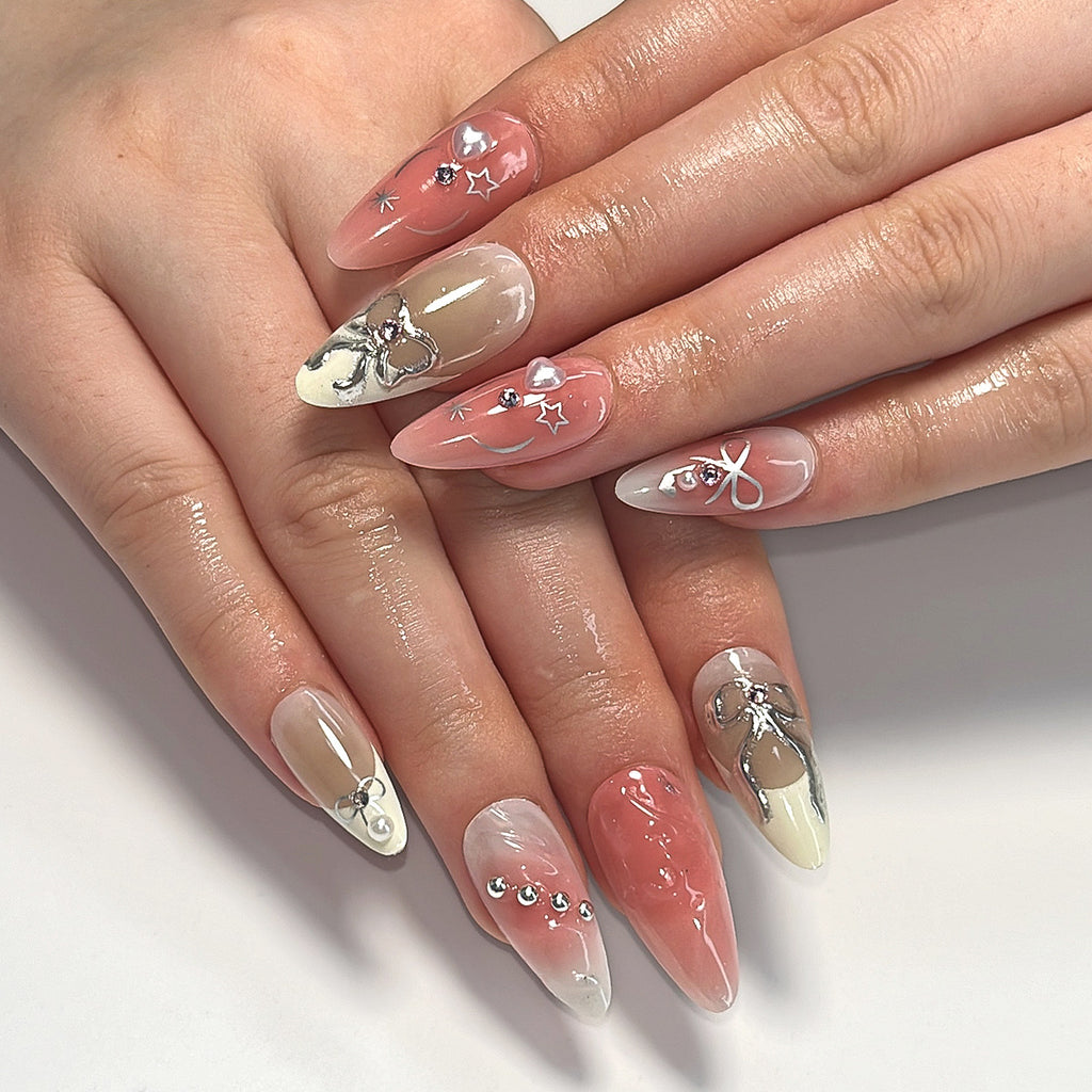 24-piece 3D Bow Manicure 3D Handmade Nail Tip