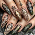 Retro Moon Leaves Nail Tips European And American Wear Nail Piece Middle Style