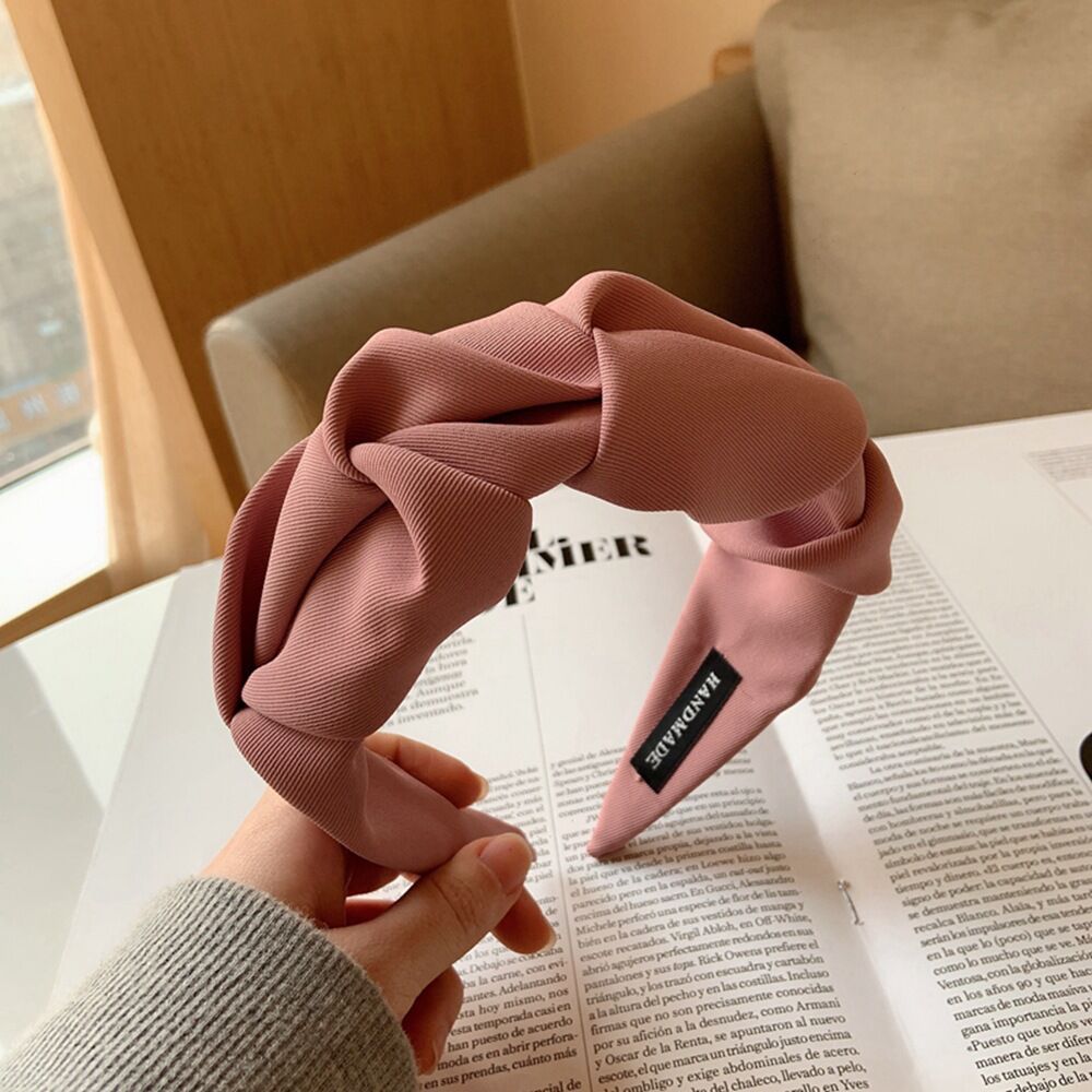Women's Temperament Pleated Wide Brim Solid Color Headband