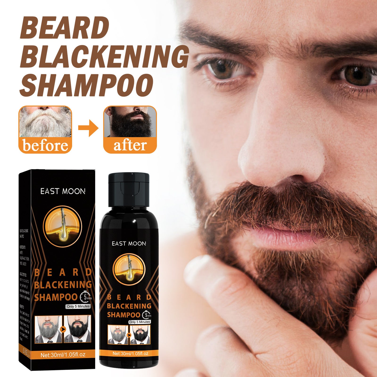 White To Black Shampoo Men's Hair Cleaning Thick Moisturizing Care