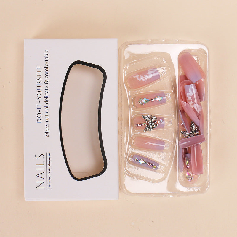 Nail Patch Wear Butterfly Colorful Crystals Removable