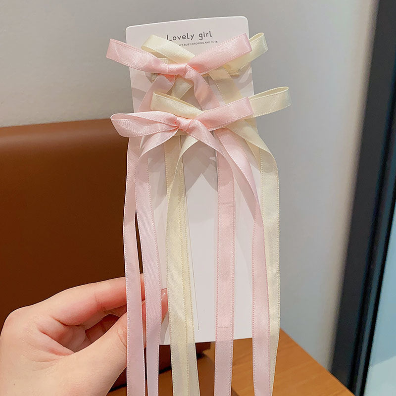 Ribbon Bowknot Long Girl Princess Braided Hairpin