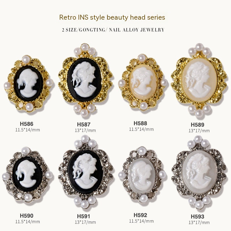Baroque Retro Beauty Head Nail Accessories