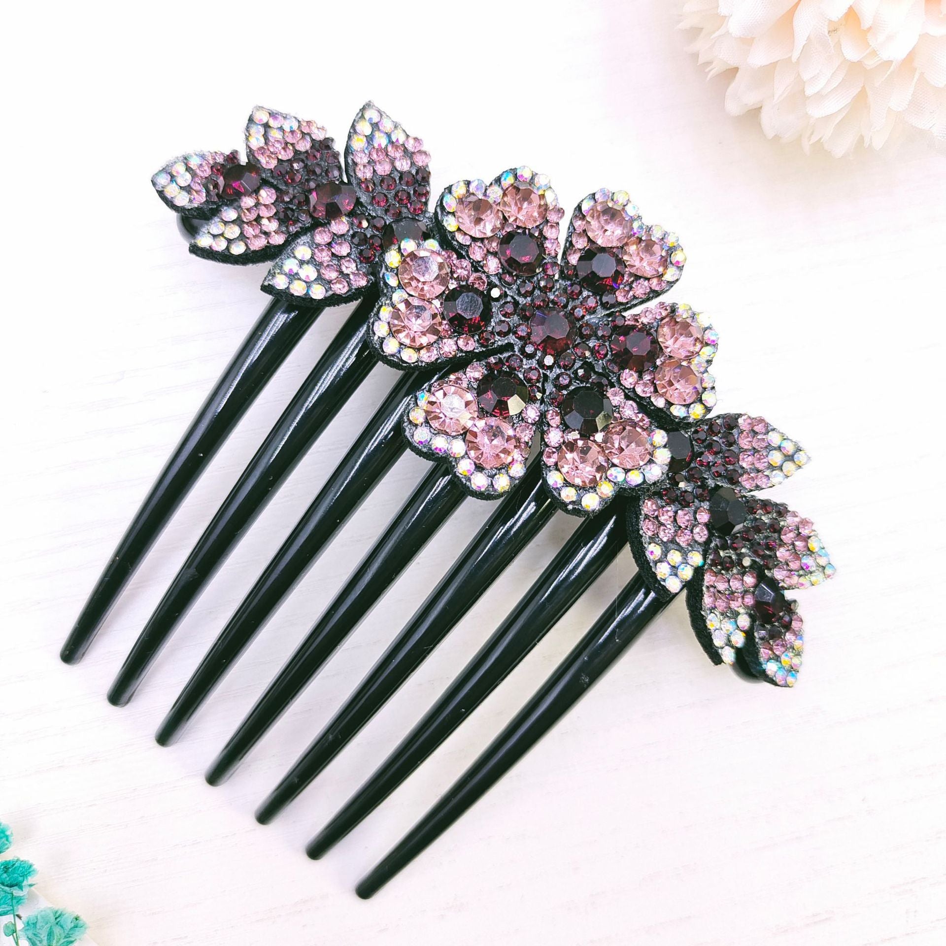 Simple All Match Luxury Full Diamond Updo Non-slip Hairclip Comb