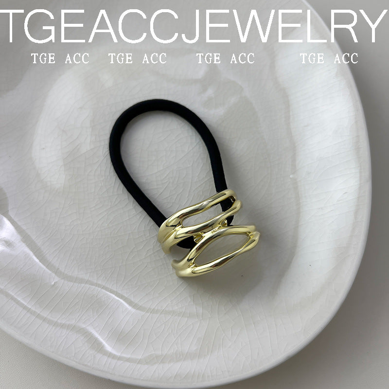 European And American Cold Style Geometric Metal Concave-convex Stretch Retro Head Rope