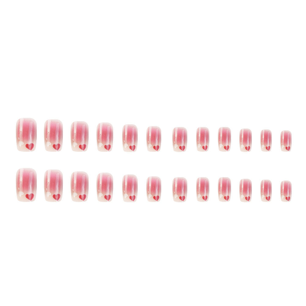 Red And White Love Gradient Sweet And White Nail Stickers