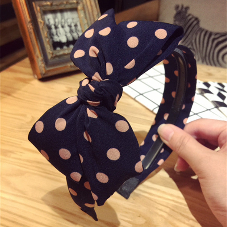 All-match Fabric Plaid Big Bow With Teeth Headband
