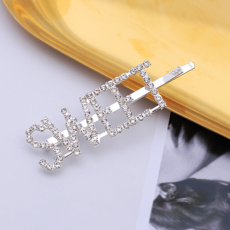 Letter Side Clip Bangs Rhinestone