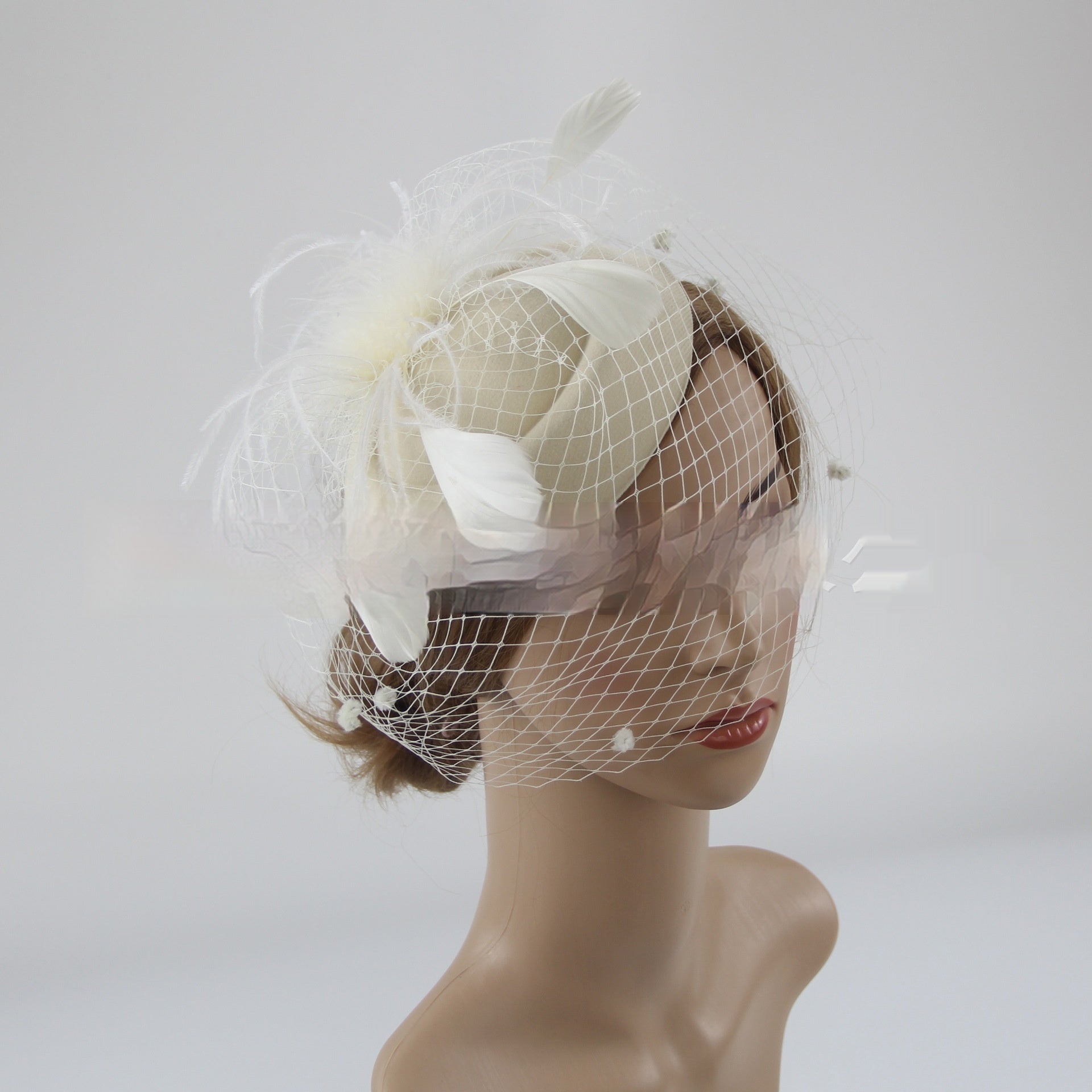Vintage Bridal Veil Headdress Veil Billycock