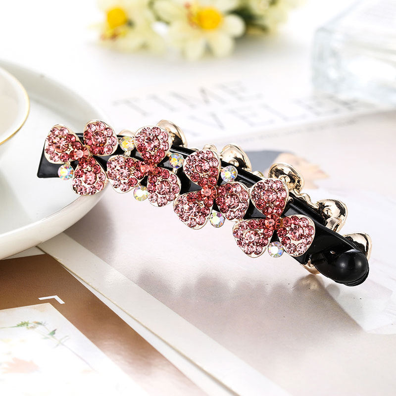 Women's Diamond Flower Banana Clip Fashion All-match Updo Ponytail Clip