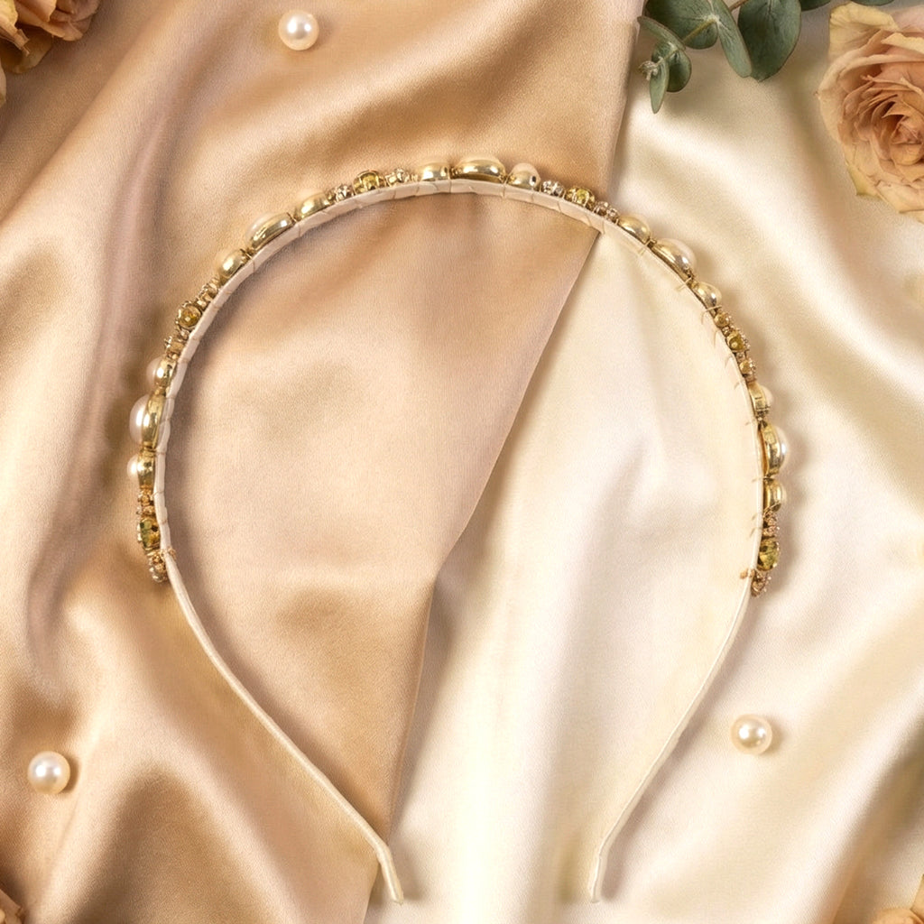 Premium Pearl  Crystal Embellished Hair Band (1 Pc)