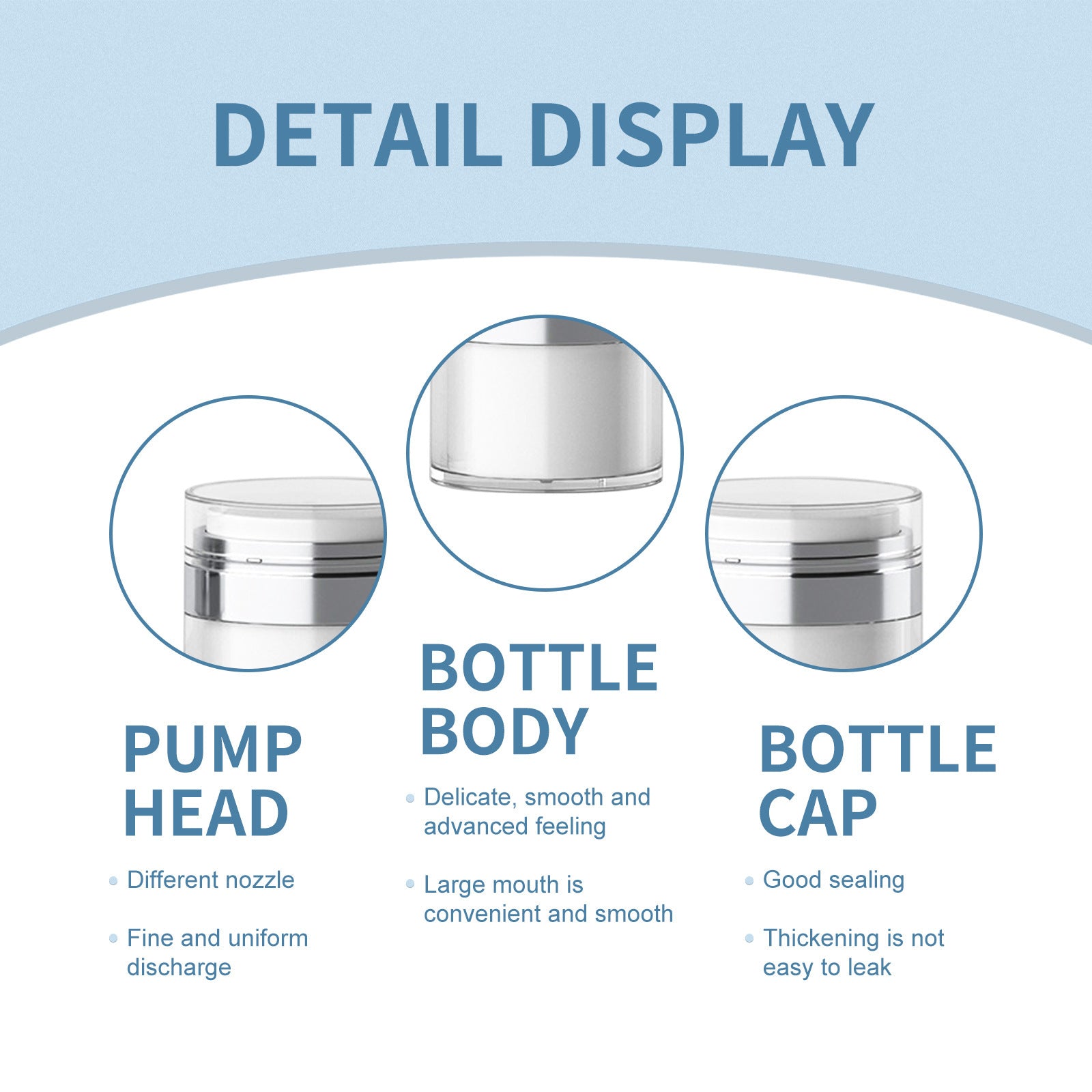 Acrylic Press Vacuum Lotion Plain Cream Bottle