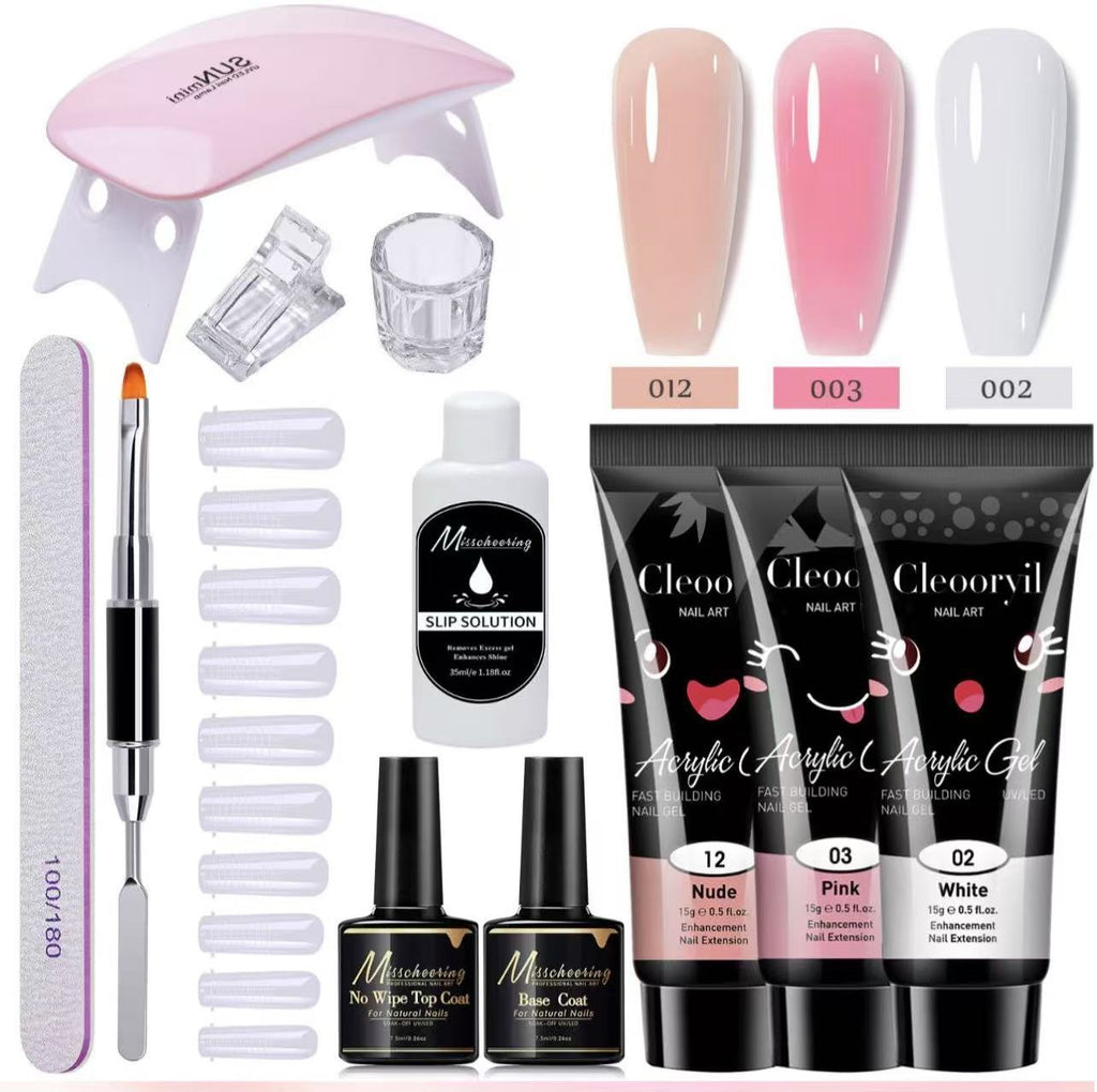 15ml Nail Extension Gel Nail Form Brush 12-Piece Nail Art Tool Set