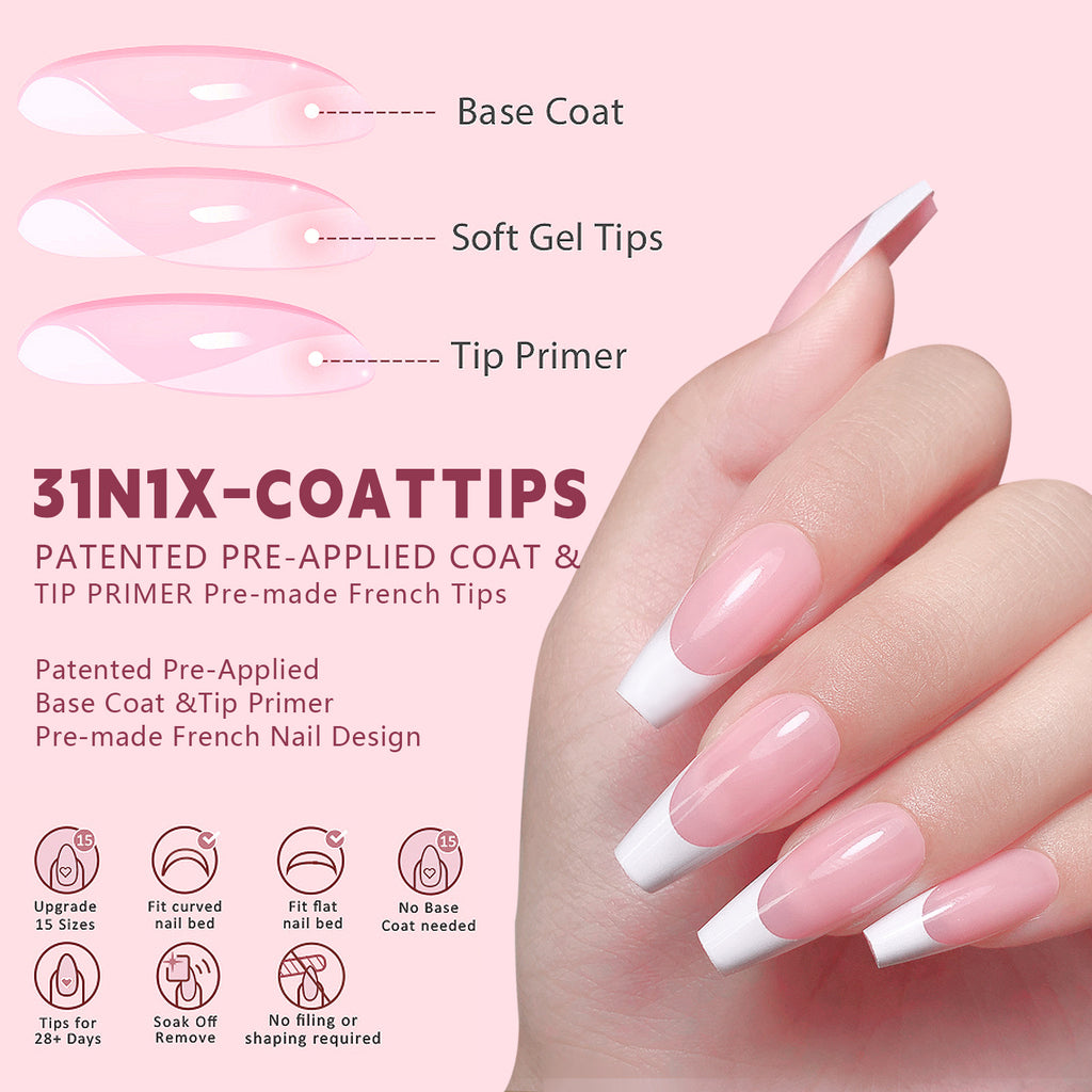 31N1X Coattips Non Marking Wearable Detachable French Style Nail Patch
