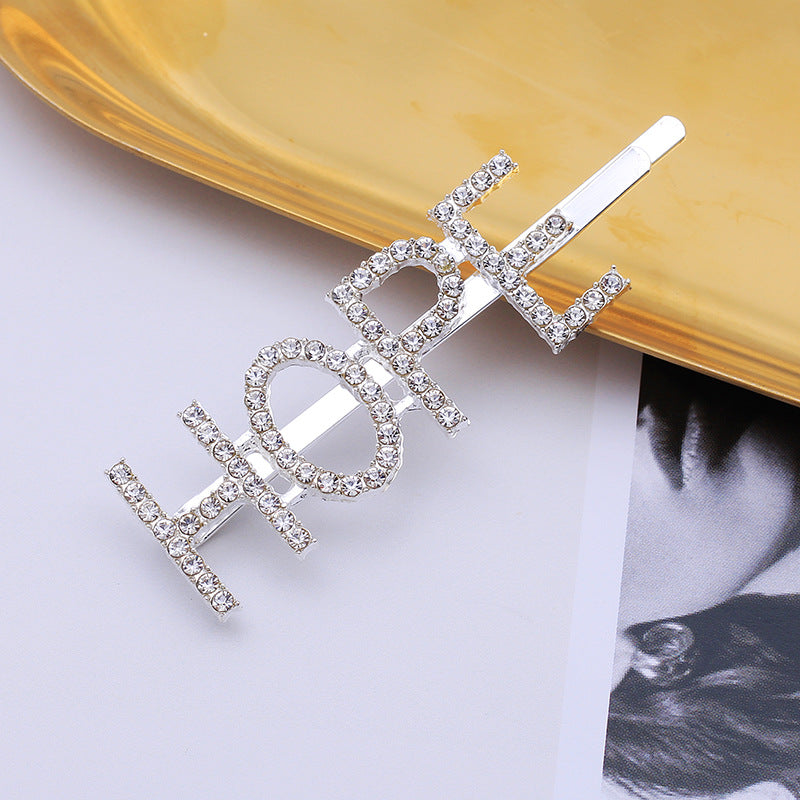 Letter Side Clip Bangs Rhinestone