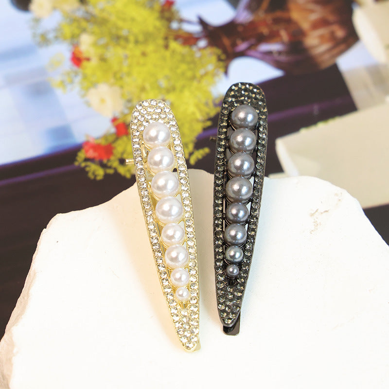 Elegant Retro Pearl Front Broken Hair Duck Barrettes
