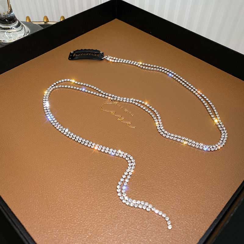 Women's Summer Rhinestone Tassel Braided Hair Chain With  Diamond Chain Hairpin
