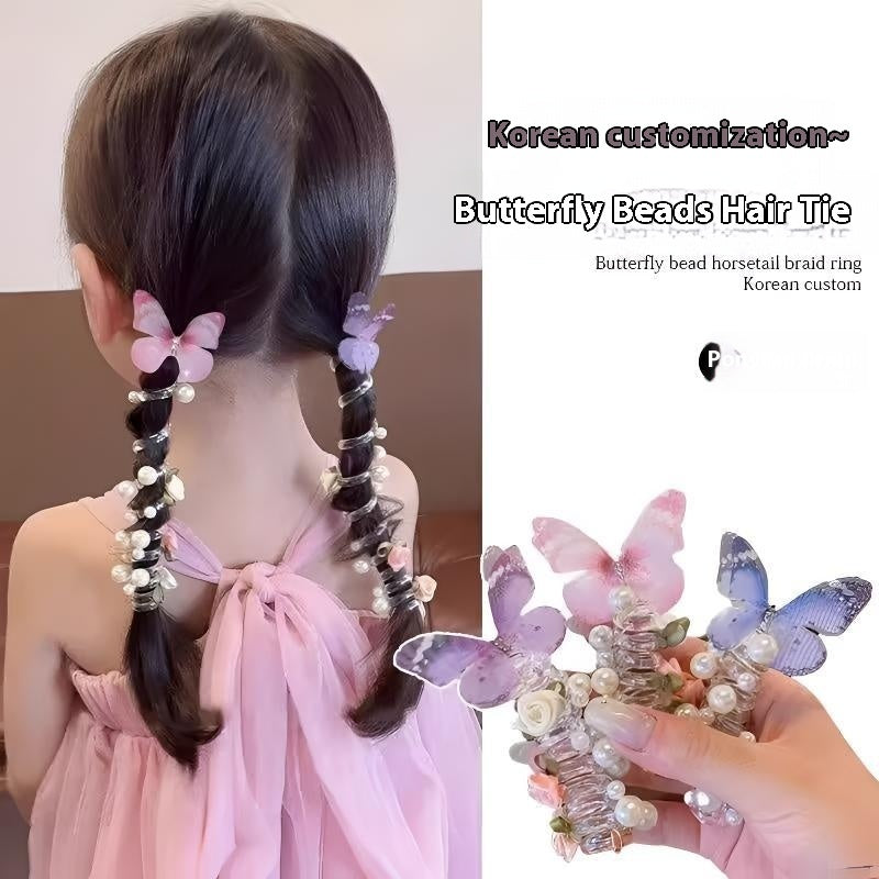 Children's Butterfly Pearl Phone Line Hair Ring Headdress