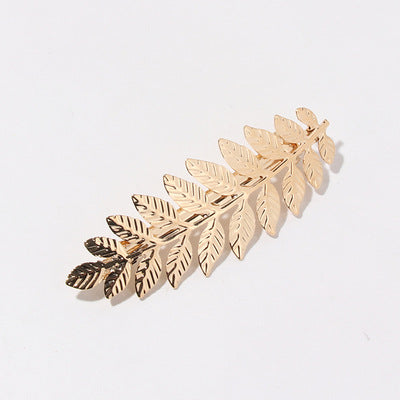 Electroplated Women's Metal Leaf Top Clip Feather Headwear