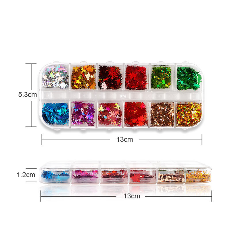 Laser Maple Leaf Shape Nail Decoration Sequins