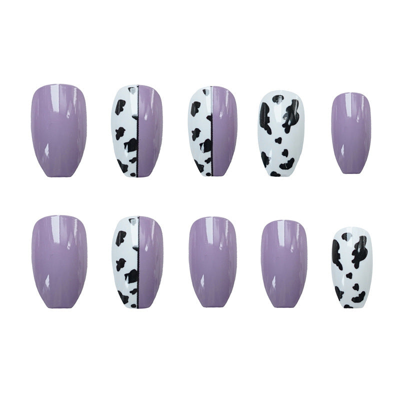 Ballet Purple Leopard Fake Nail Pieces Wearing Nail Art Paste Finished Nail Pieces