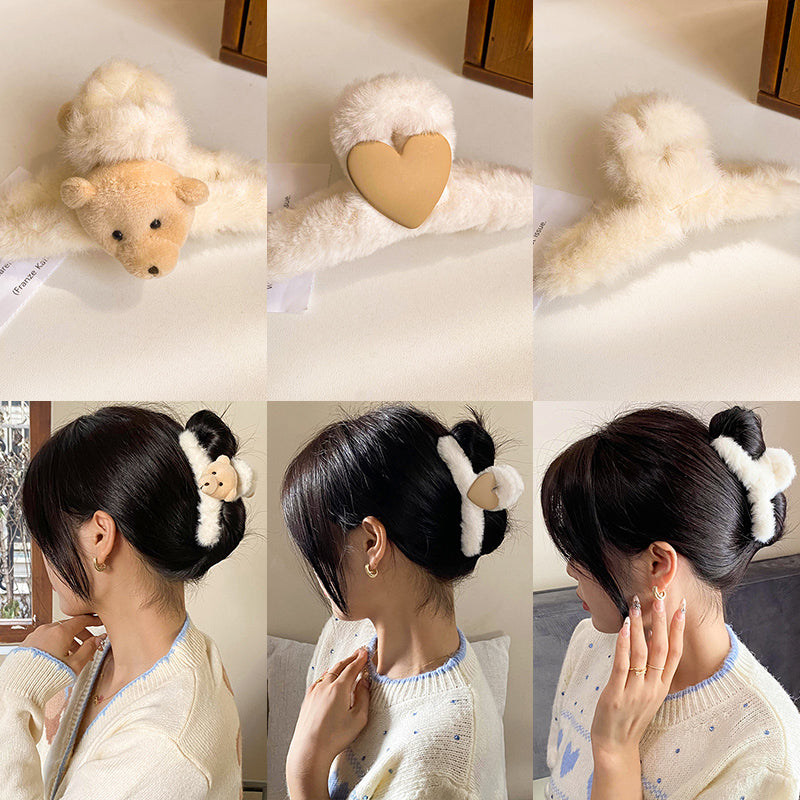 Plush Female Bowknot Big Shark Grab Clip At The Back Of The Head