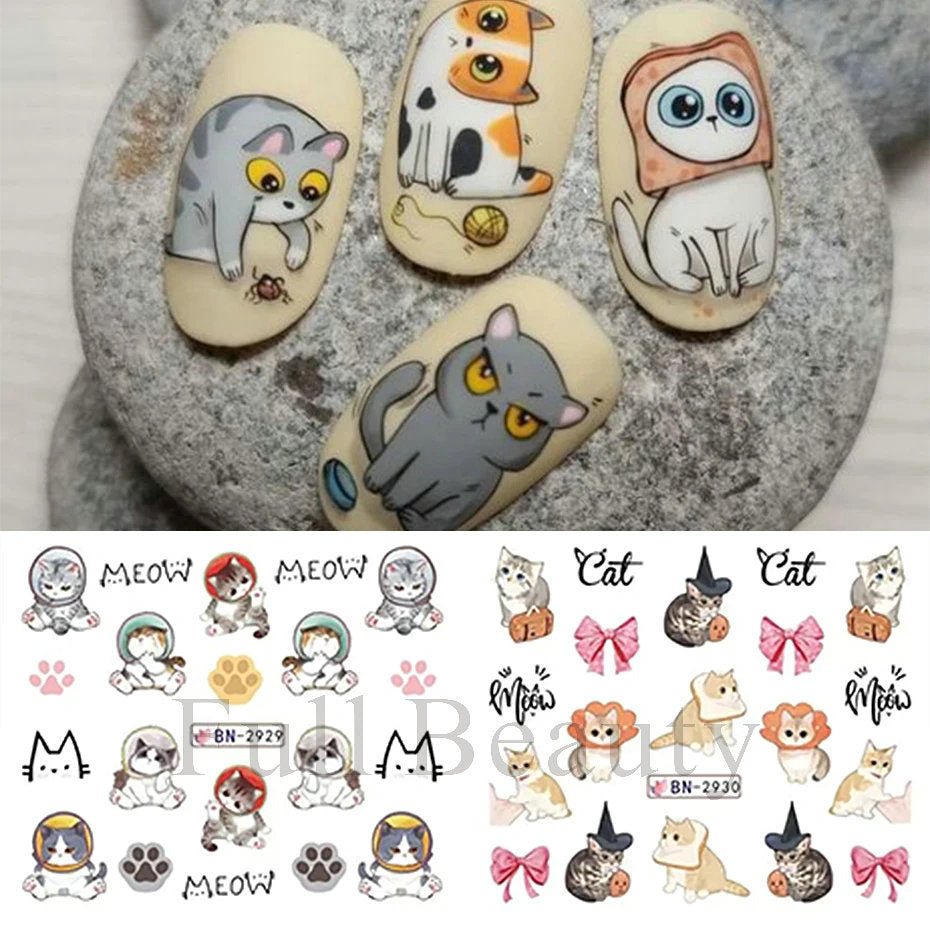 Cartoon Animal Nail Beauty Water Printing Stickers