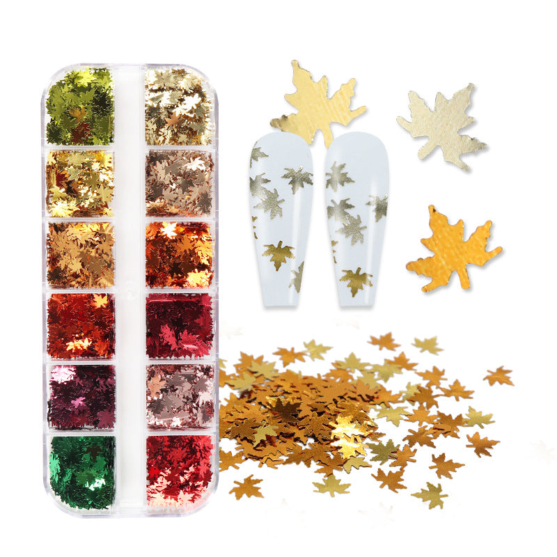 Laser Maple Leaf Shape Nail Decoration Sequins