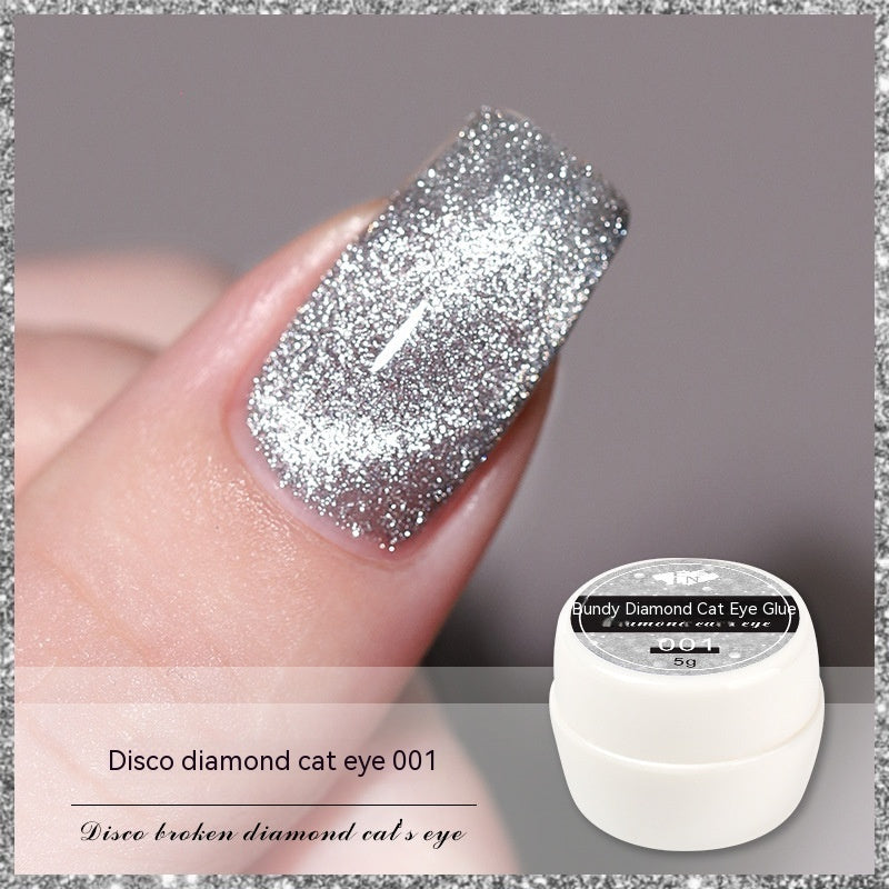 Reflective Bundy Diamond In The Debris Glue Cat Eye Gel Polish Nail Art
