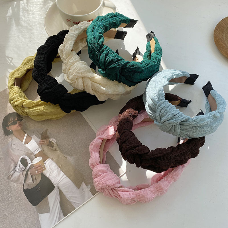 New Simple Pleated Knotted Face Wash Cute Headband