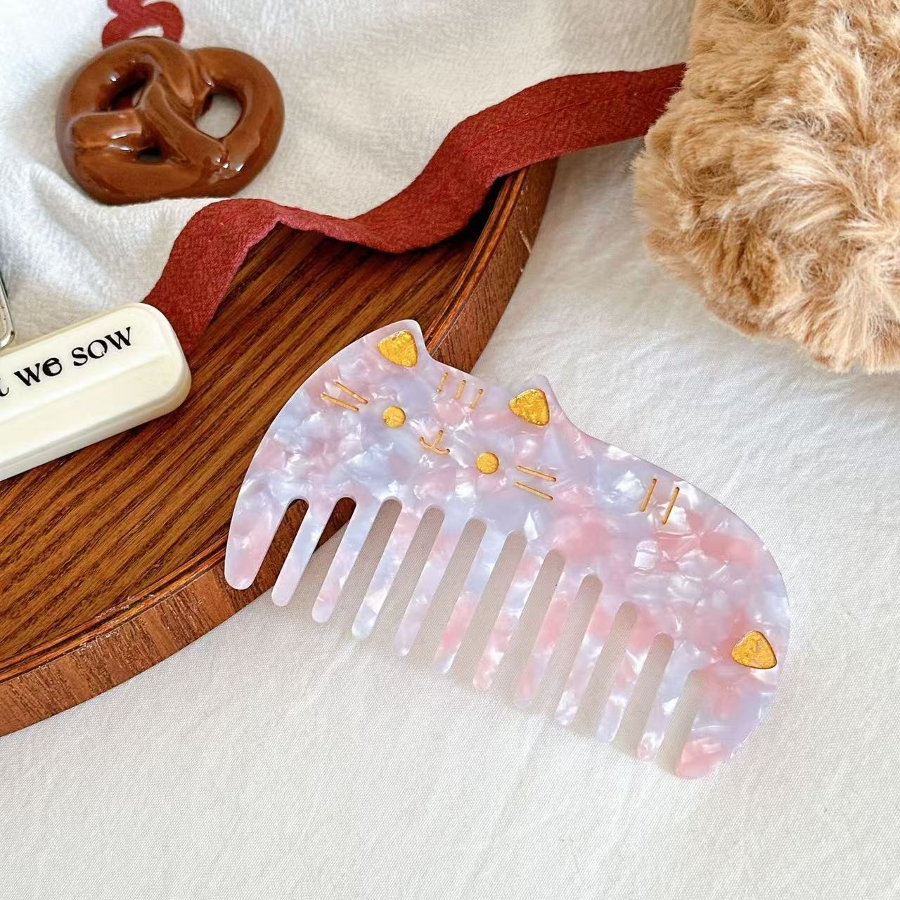 Retro Acetate Portable Cute Cat Comb