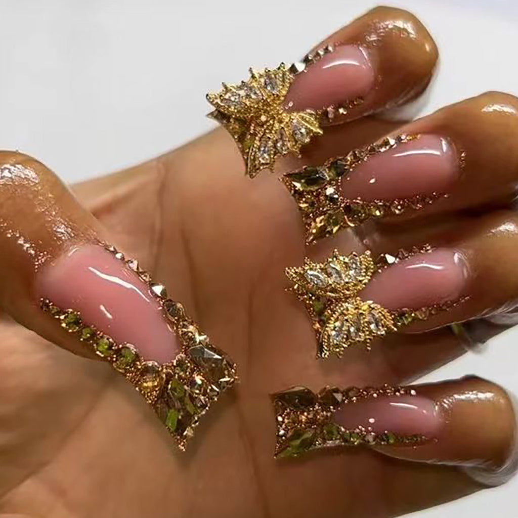 Golden Diamond In The Debris Butterfly Nail Stickers