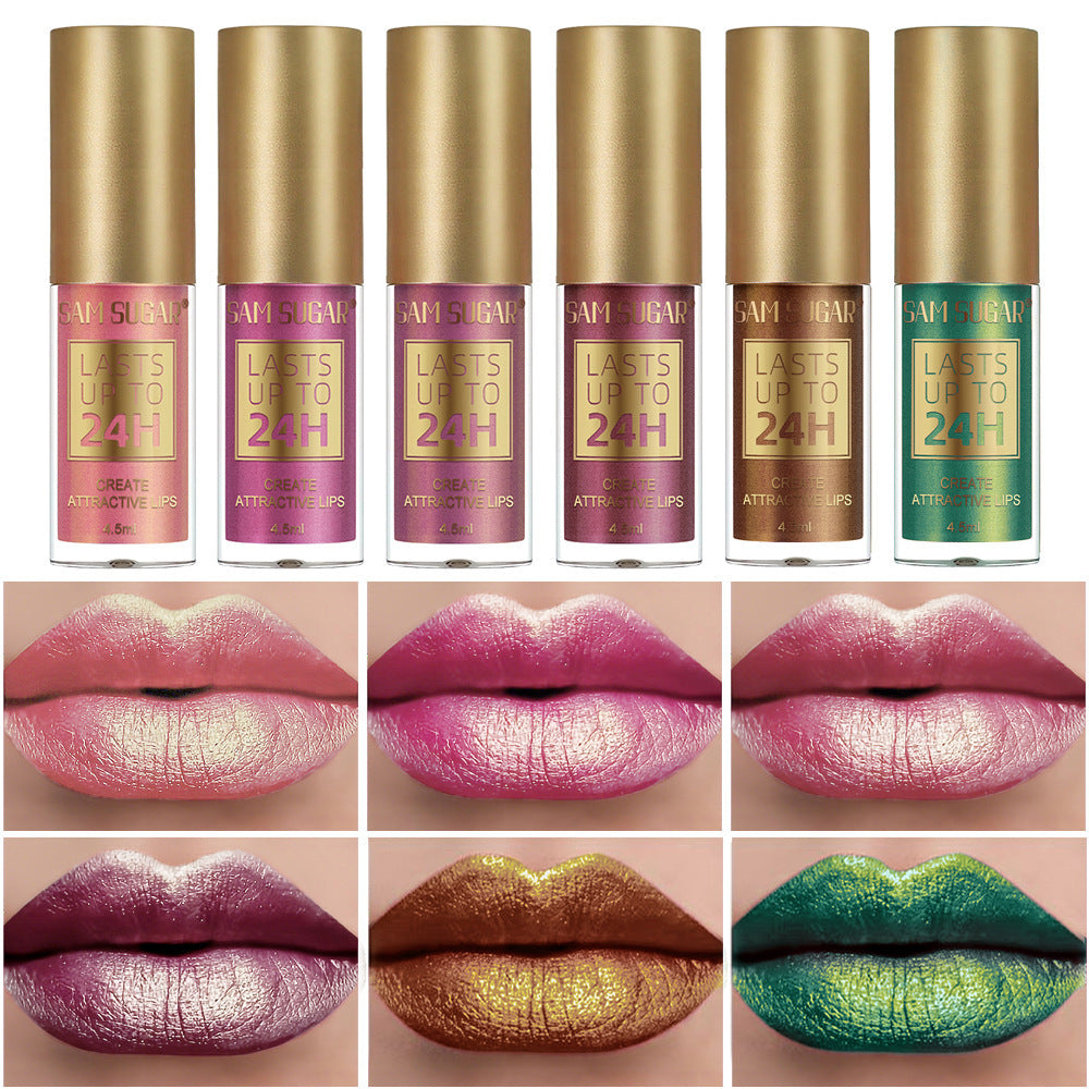 6-color Lifting Thin And Glittering Pearlescent Lip Lacquer