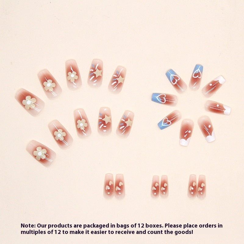 Female Versatile Mid-length Blush Fake Nail Patch