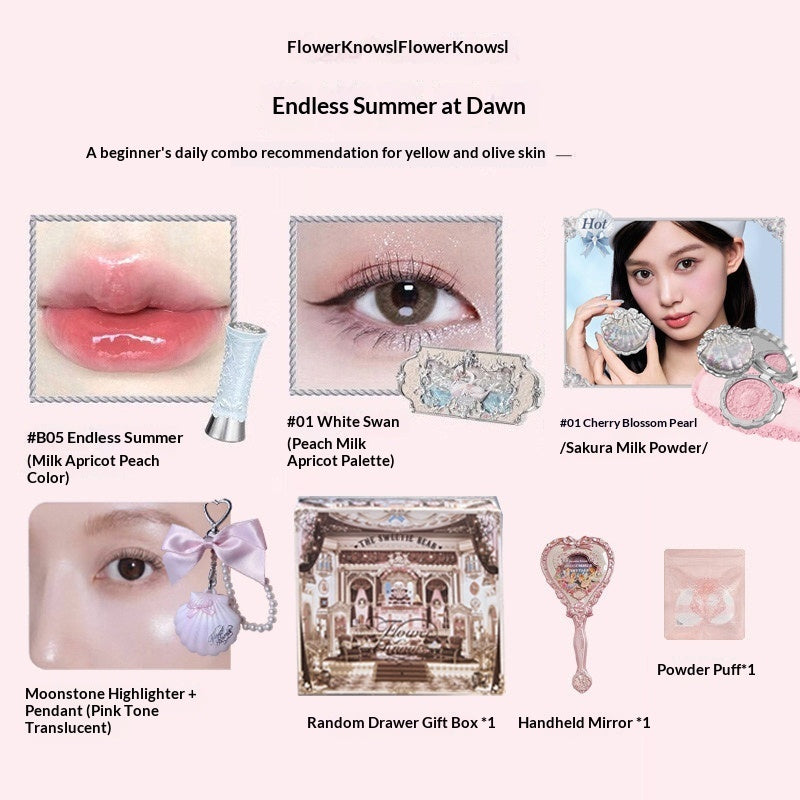 Flower knows Lipstick Blush And Eyeshadow Palette Makeup Beauty Enhancing Gift Set