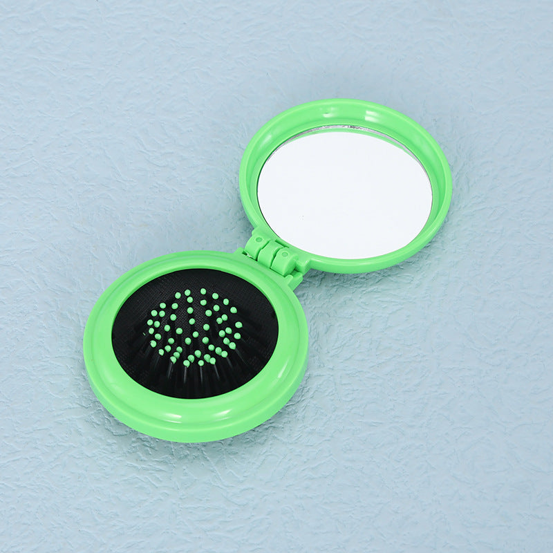 Macaron Mini 2-in-1 Folding Mirror Noodle Comb Airbag Comb