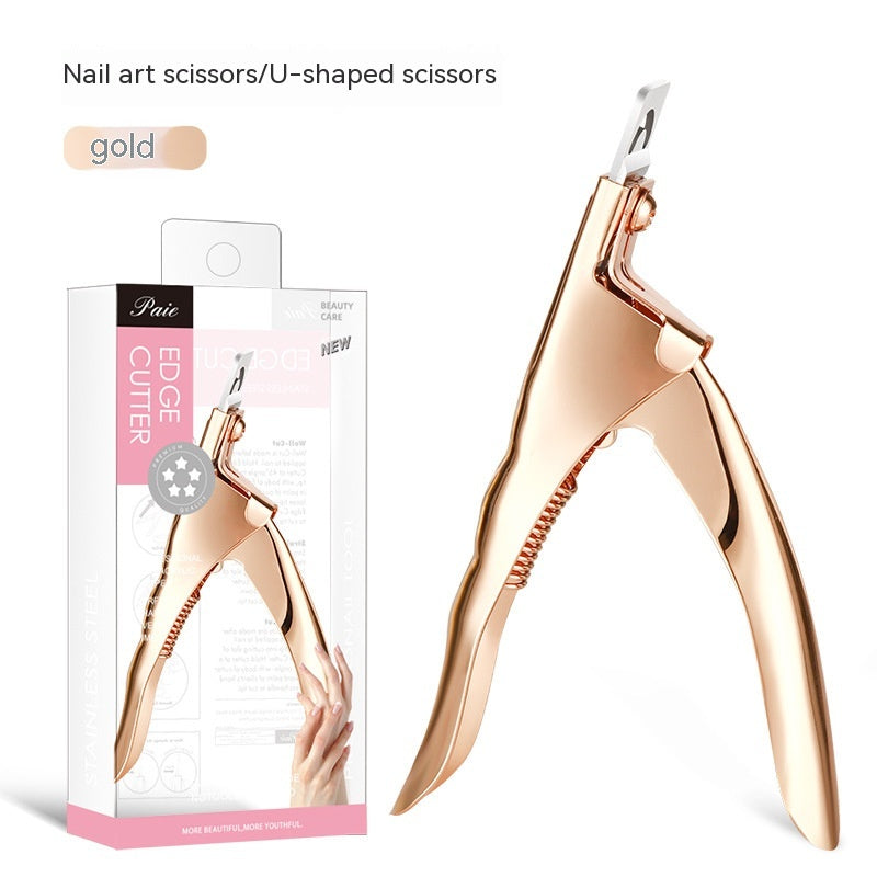 Edge Cutter Flat Mouth U-shaped Scissors Nail Tip Pliers Extension Nail Trimming Tool