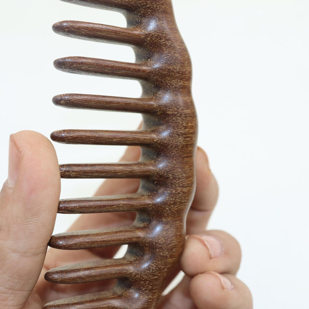 New Golden Sandalwood Thick Carved Wooden Comb