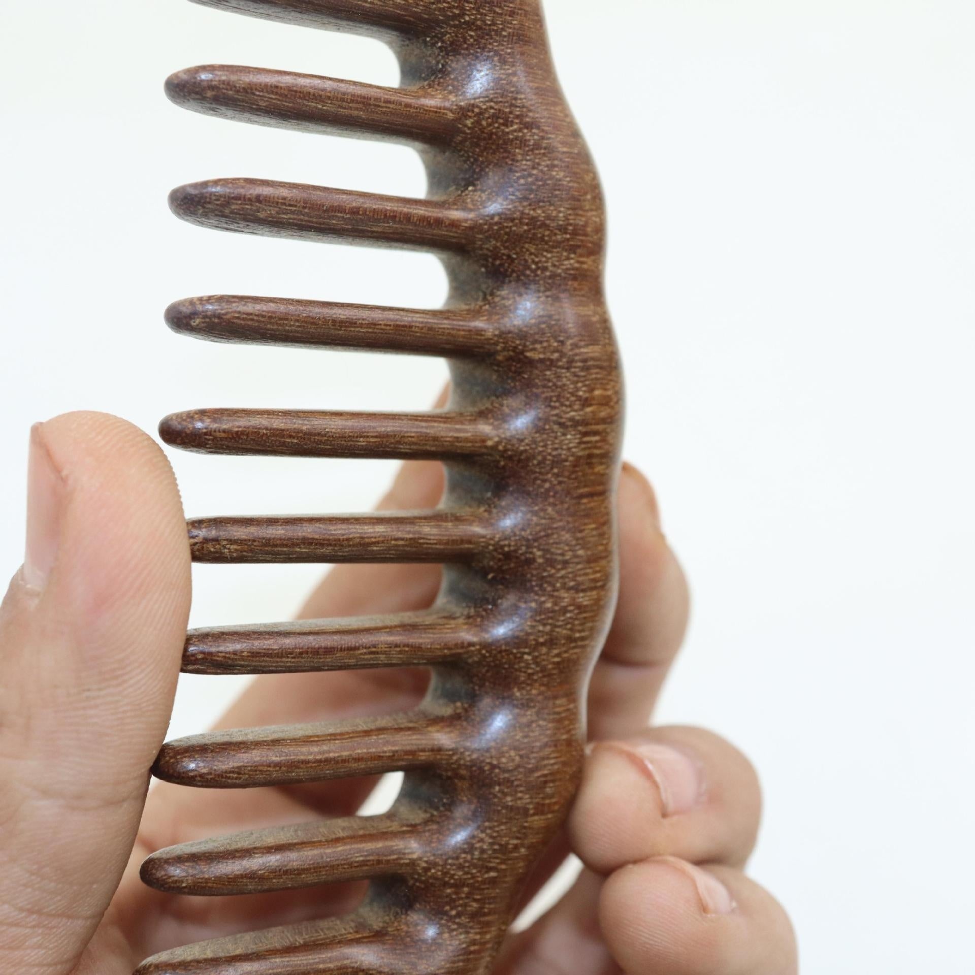 New Golden Sandalwood Thick Carved Wooden Comb