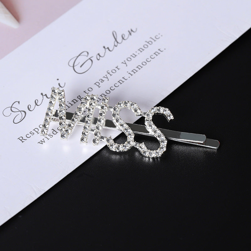 Letter Side Clip Bangs Rhinestone