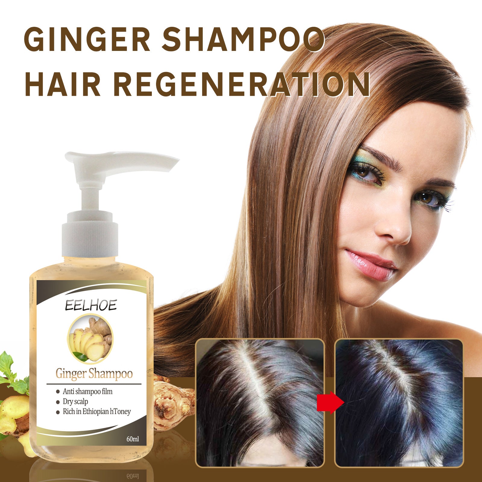 Ginger Anti-dropping Shampoo Oil Control Silky And Moisturizing Hair Roots