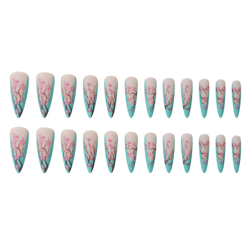 Chinese Style Plum Blossom Long Pointed Nail