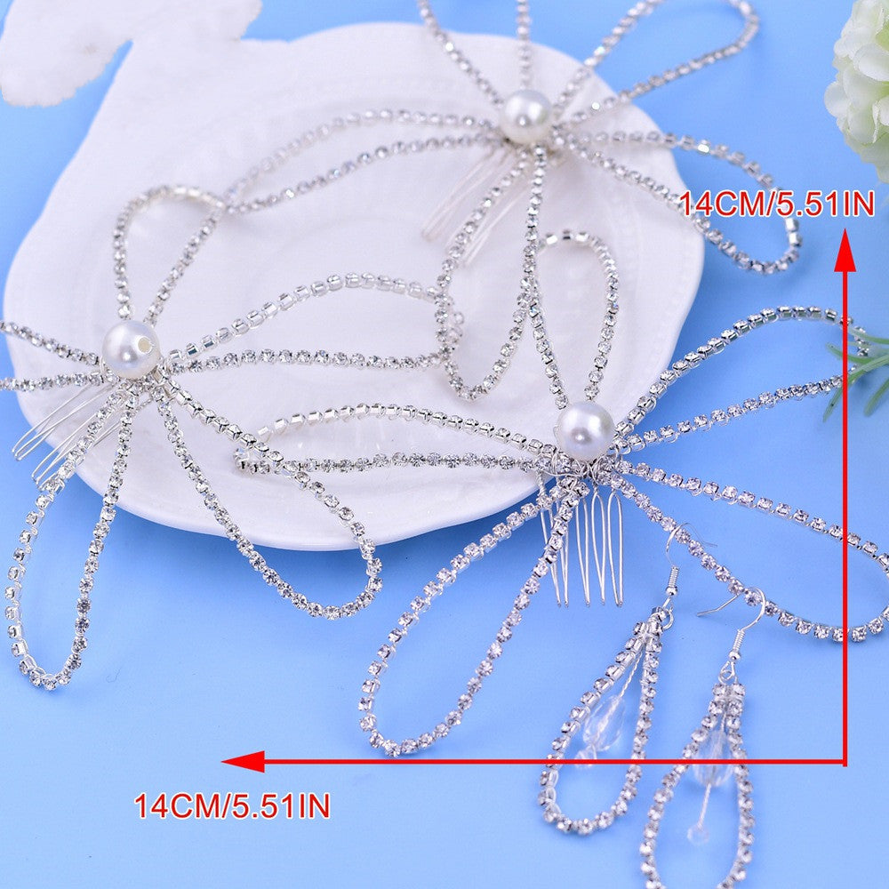 Bridal Rhinestone Tiara Elegant Lady Hair Comb Accessory Set