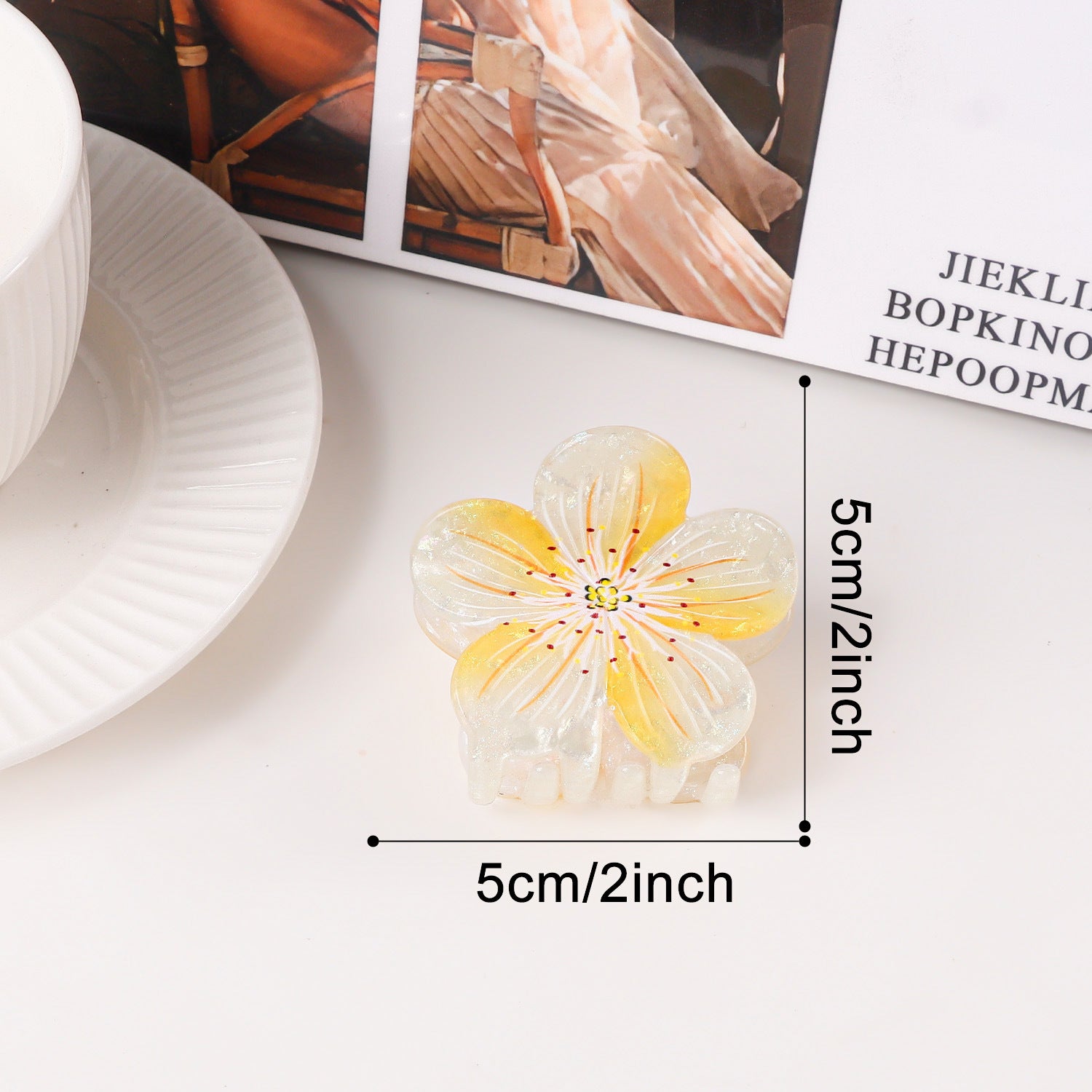 Sweet Plum Blossom Fairy Style Floral Updo Shark Clip All Match Women Hair Clip