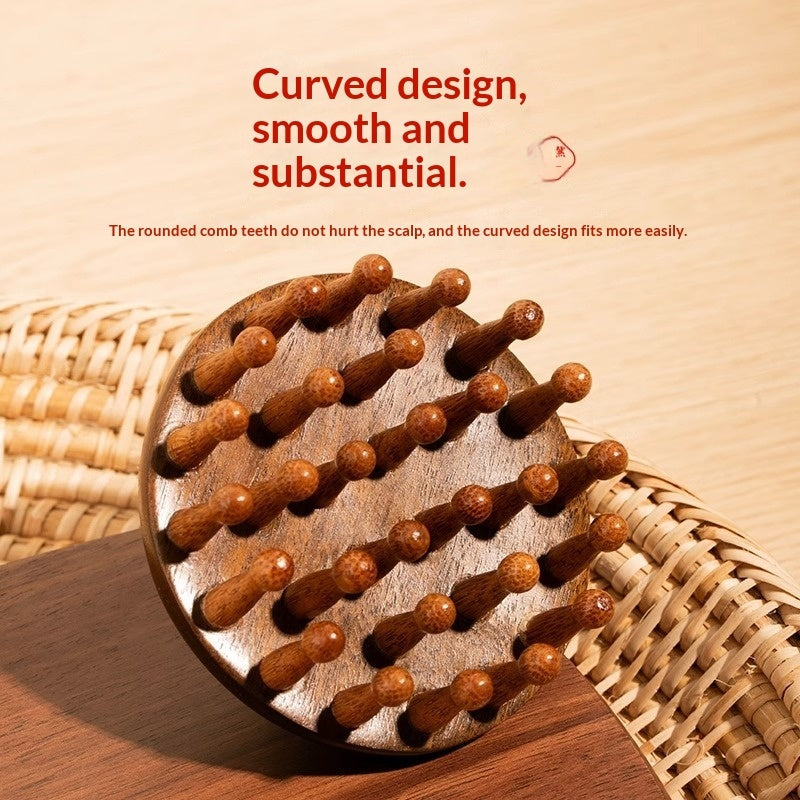 High-end Sandalwood Round Massage Comb For The Head And Scalp Meridians