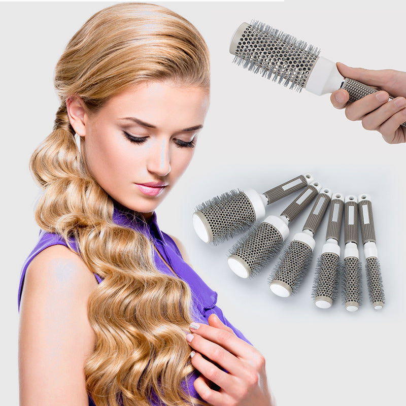 Gray Aluminum Tube Ceramic Round Hair Curling Comb