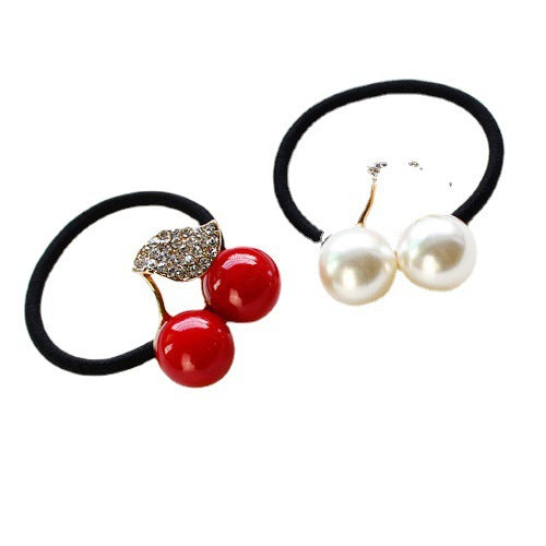 Small  And Cute Rhinestone Cherry Hair Rope