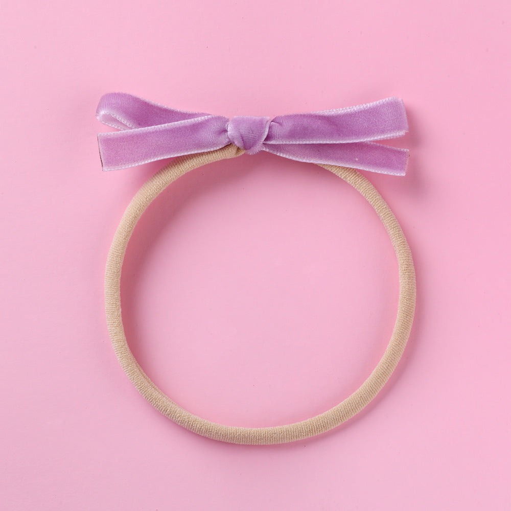 Nylon Hair Cord Soft Flannel Bow Hair Tie