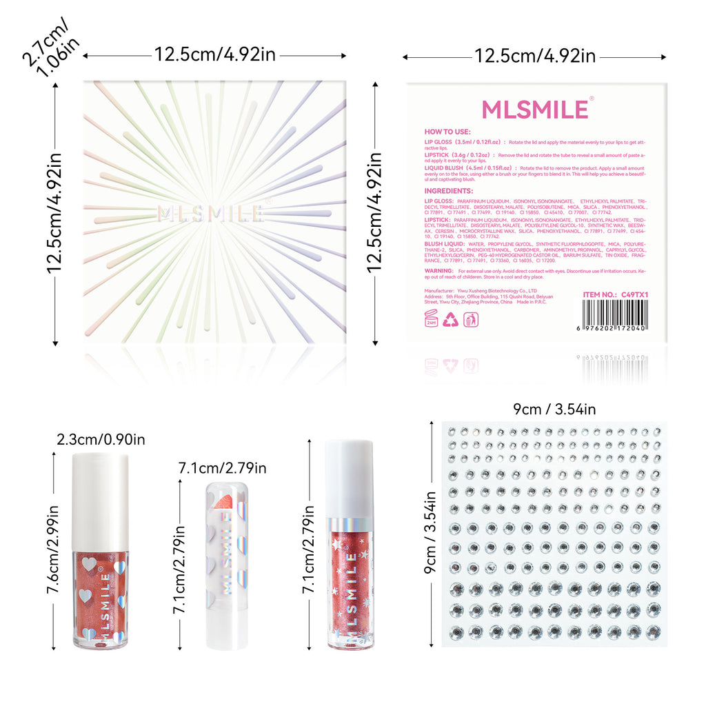 Lipstick Lip Glaze Blush Three-in-one Suit